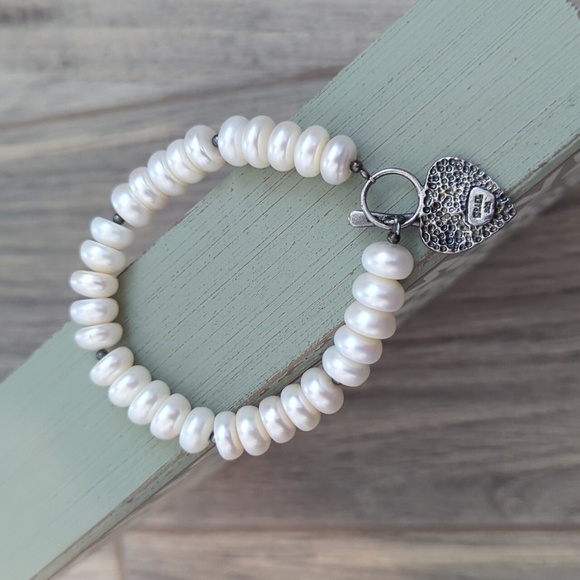 Pearl and Sterling silver bracelet - Picture 2 of 4